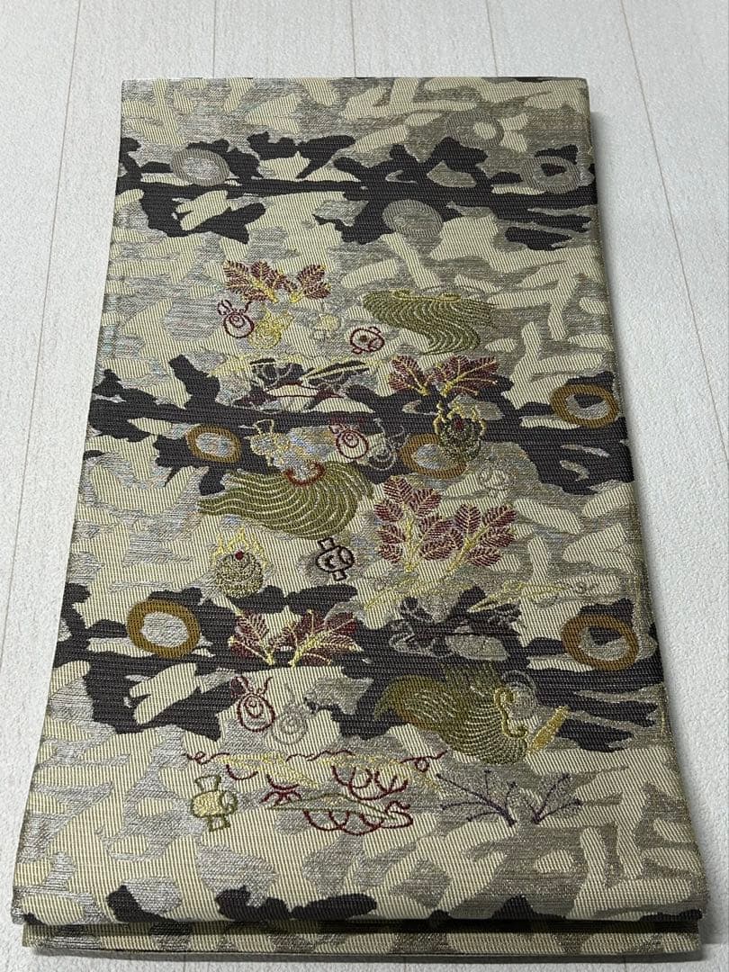 sakura様御専用。HX-84 袋帯　両面　宝尽くし　鳥獣戯画　金銀糸 六通
