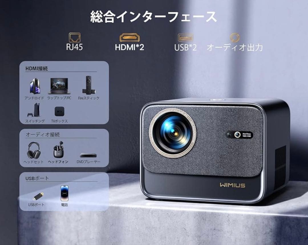 WiMiUS 4Kプロジェクター 本体 高輝度30000lm