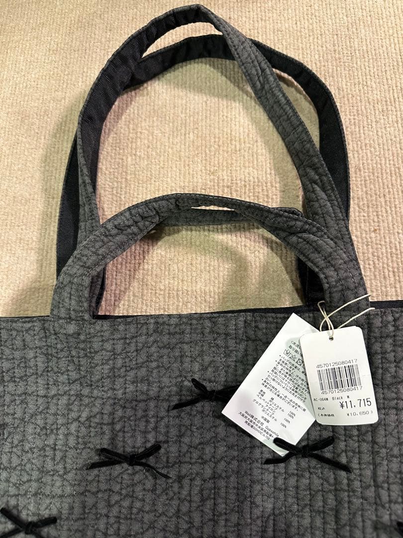 takt‼️ Gypsohila ❣️リボン装飾 エコバッグ グレー