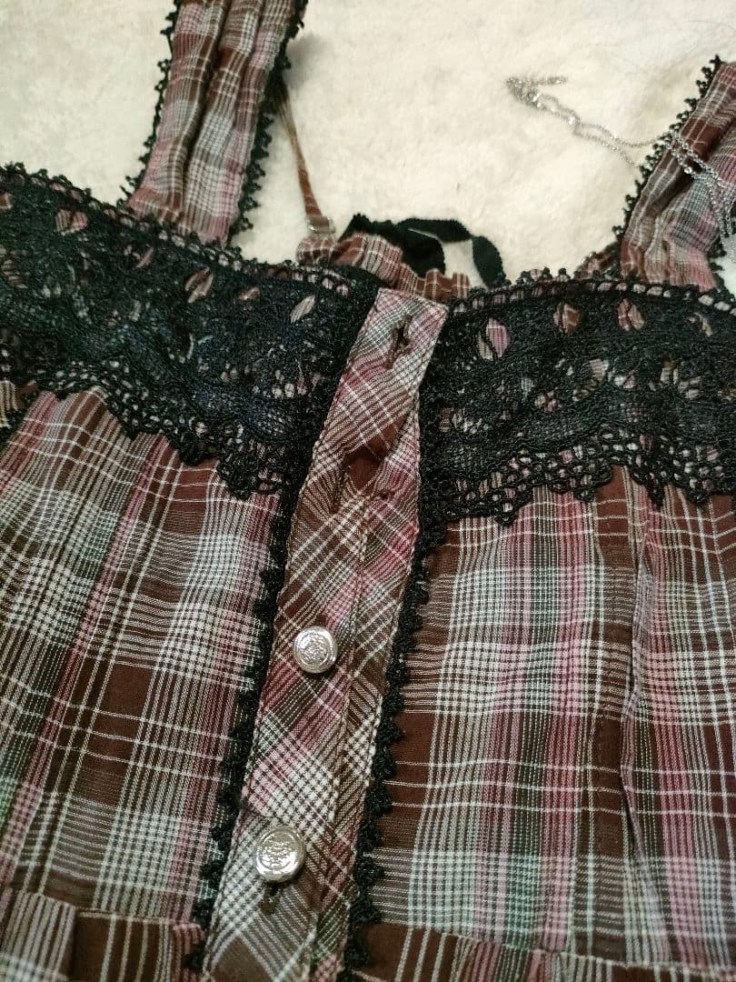 リズリサ　トゥララ　チェック　ダークコア　リボン　レース　y2k ワンピース