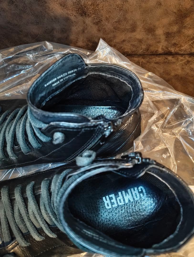 美品 カンペール ペウカミハイカット サイドジップ ブラック 38