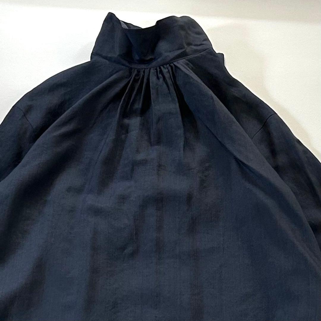 未使用品✨ロペ シルク混ハイネック ボウタイブラウス 2way NALYA 紺