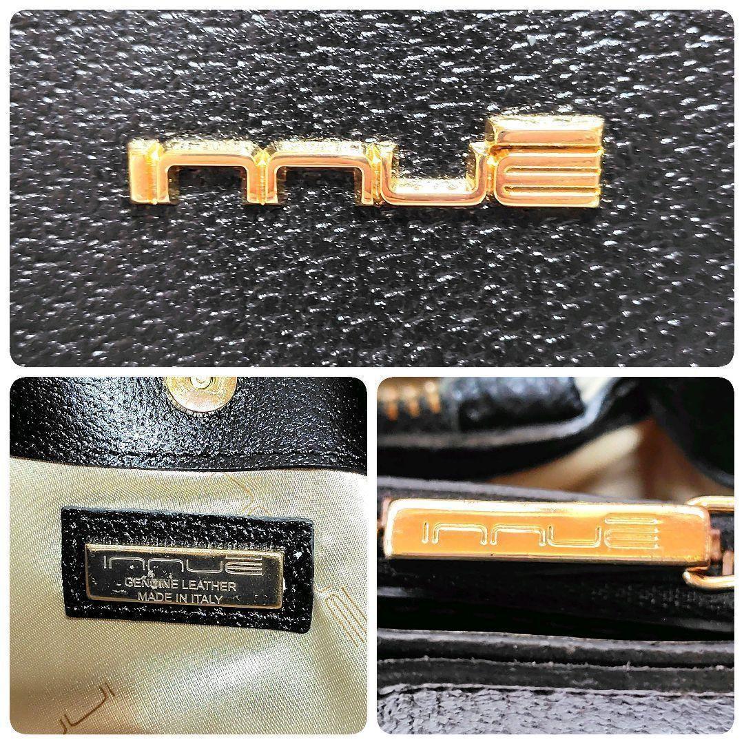 美品✨　イヌエ　ショルダーバッグ　黒　革　フォーマル　斜め掛け　自立　2way