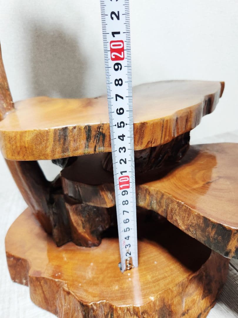 天然木 三段 飾り台 花台 和室 茶室 レトロ アンティーク