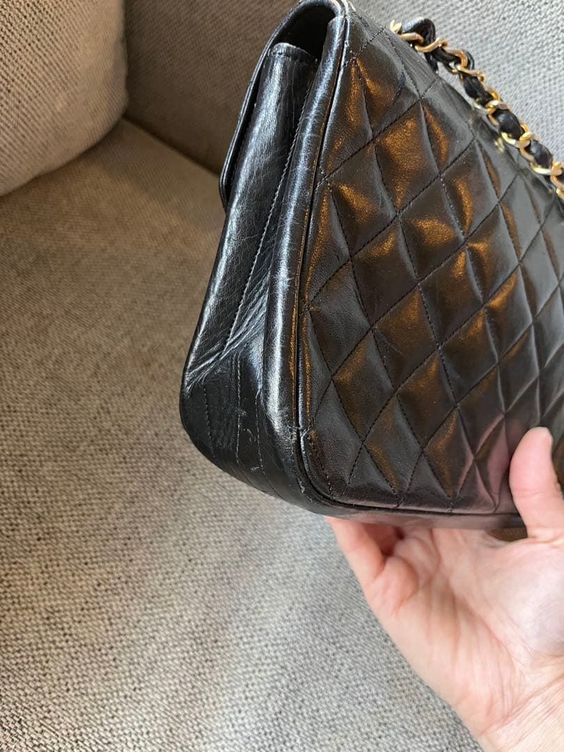 CHANEL ヴィンテージ　チェーン　ショルダーバッグ　マトラッセ　ラムスキン