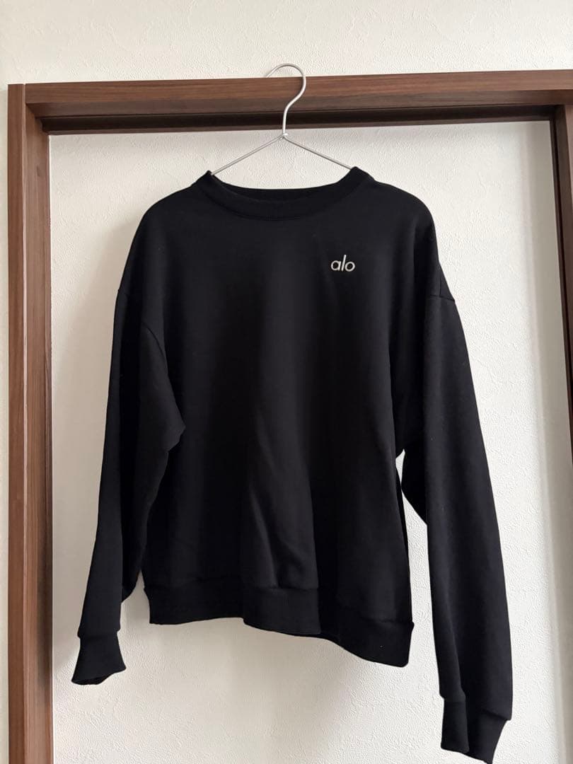 aloアローブラッククルーネックトレーナーレディースSサイズスウェット