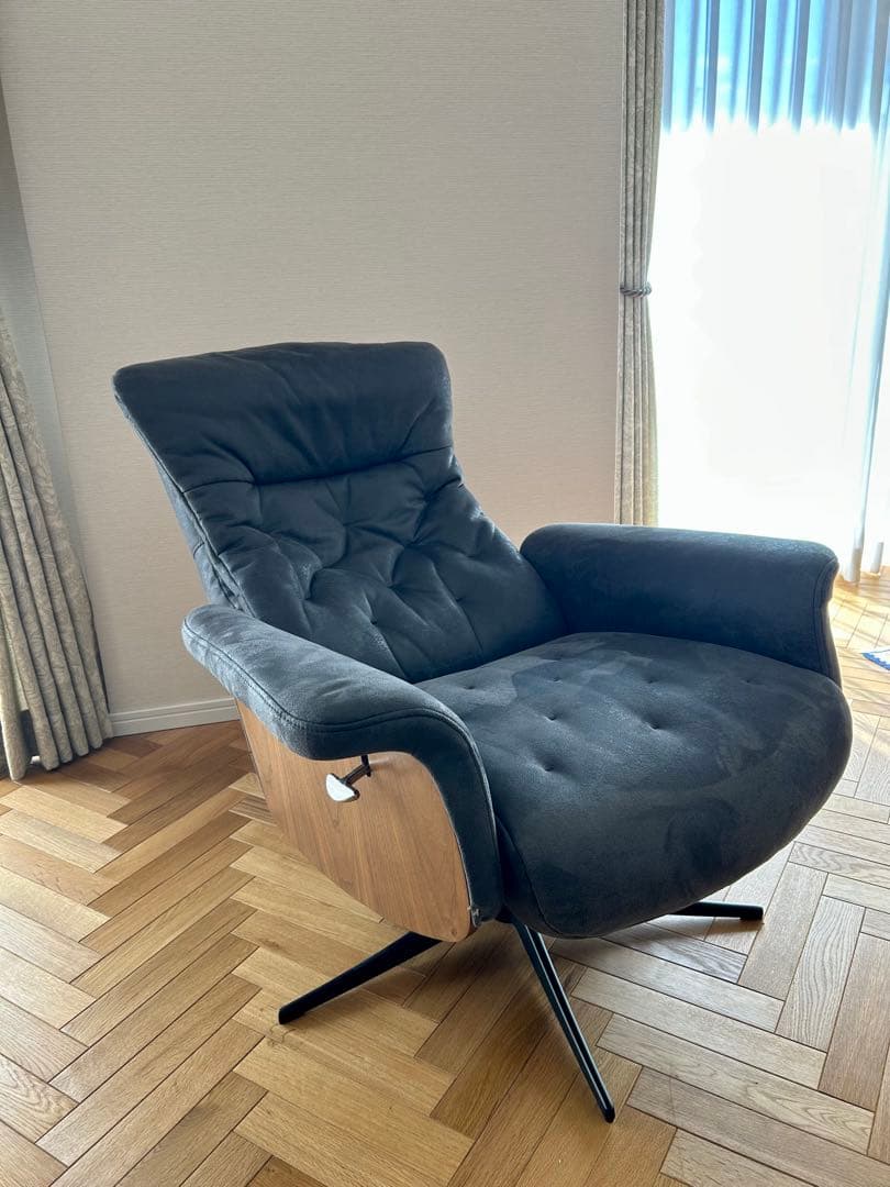 レザーテックス素材 リクライニング 回転 パーソナルチェア・オットマン【交渉可】