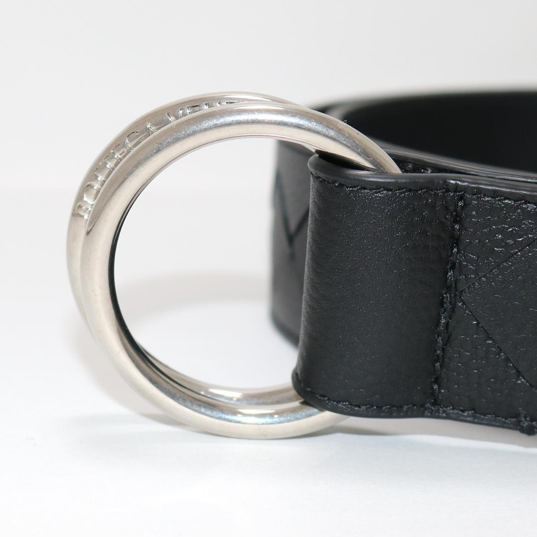 【未使用級】ボッテガヴェネタ レザー シボ革 Dリング ベルト 黒 ダブルリング