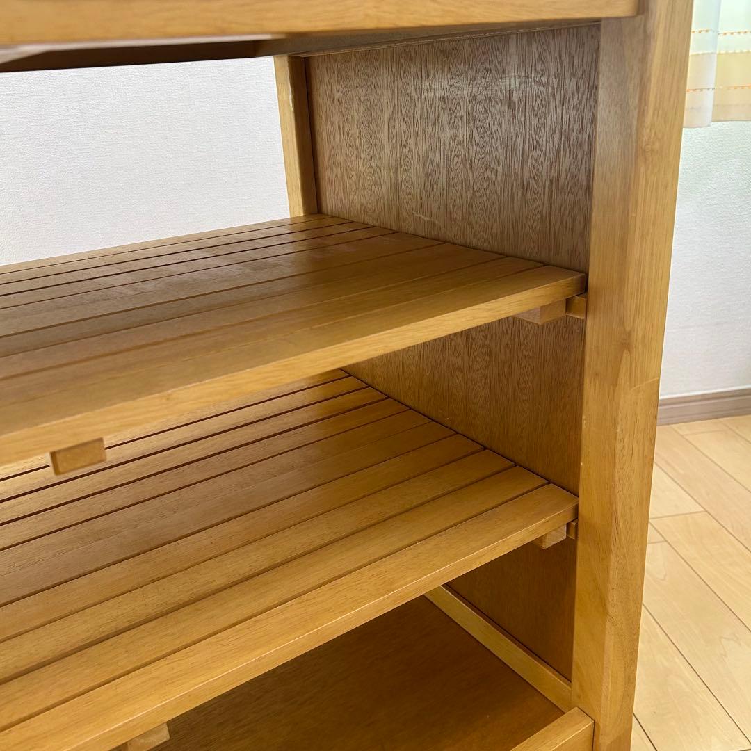 森のサーカス　キッチンワゴン　タイル付　バタフライ　ワーキングワゴン天然木