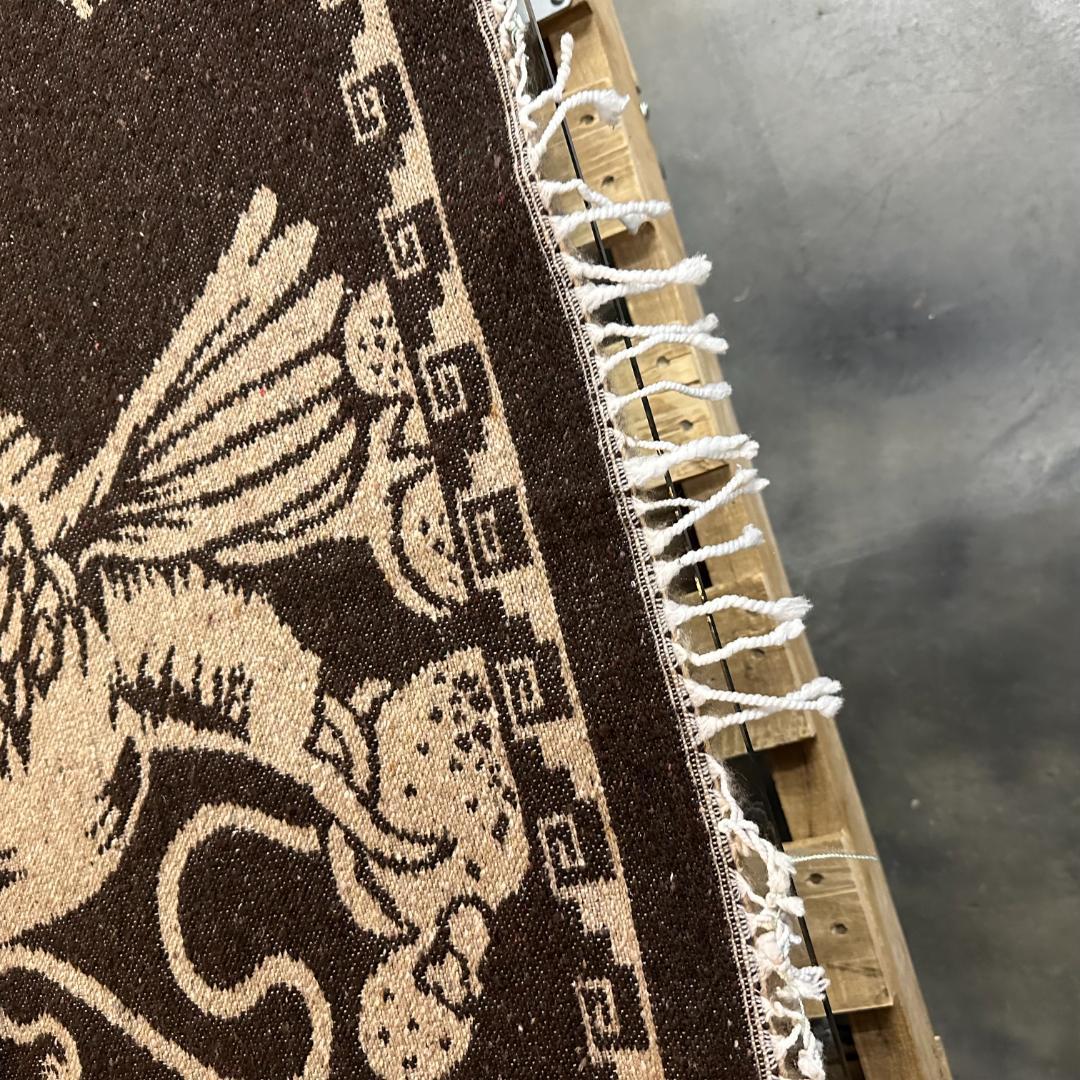 メキシコ製 アステカポンチョ | メキシカンラグ ネイティブ柄 ブラウンベージュ