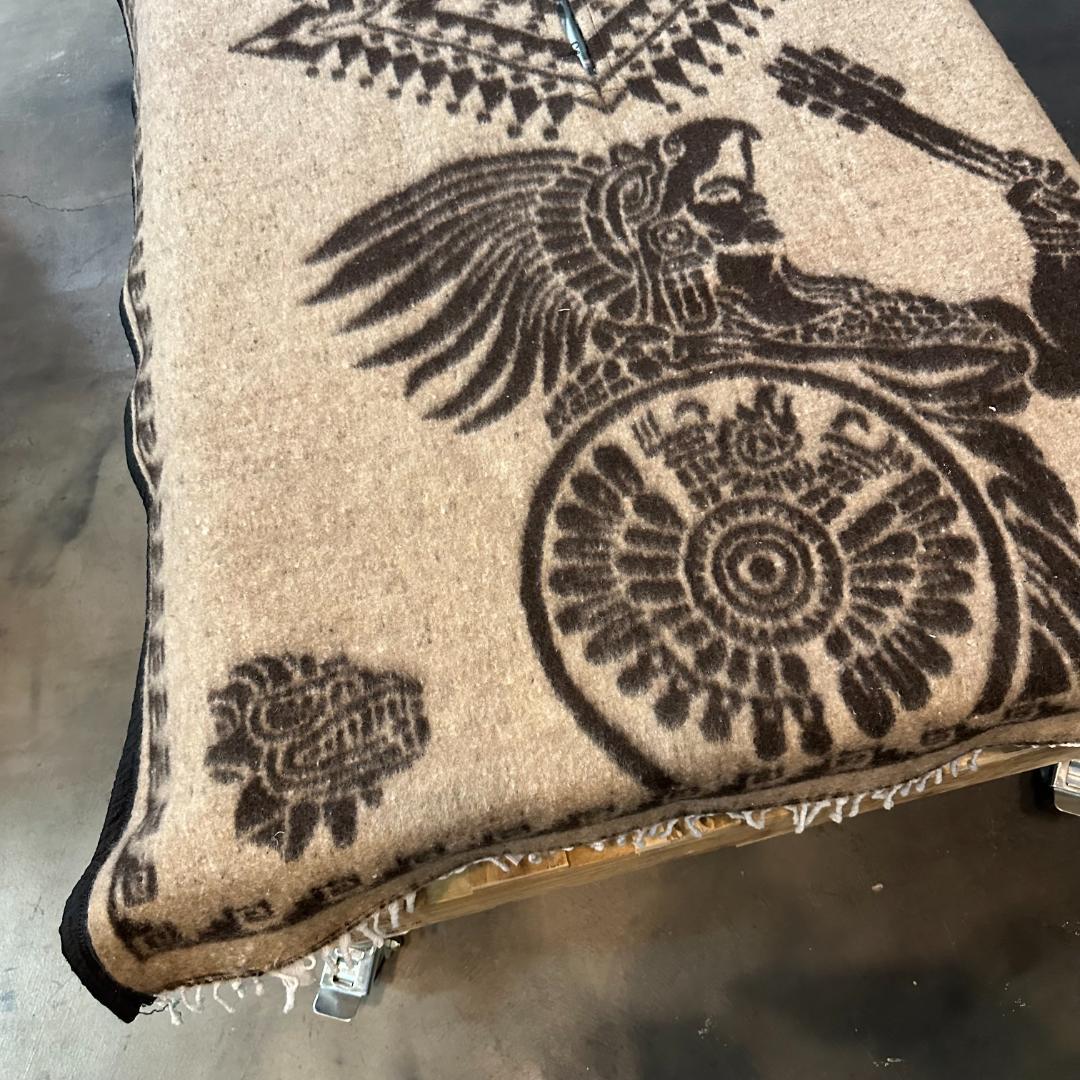 メキシコ製 アステカポンチョ | メキシカンラグ ネイティブ柄 ブラウンベージュ