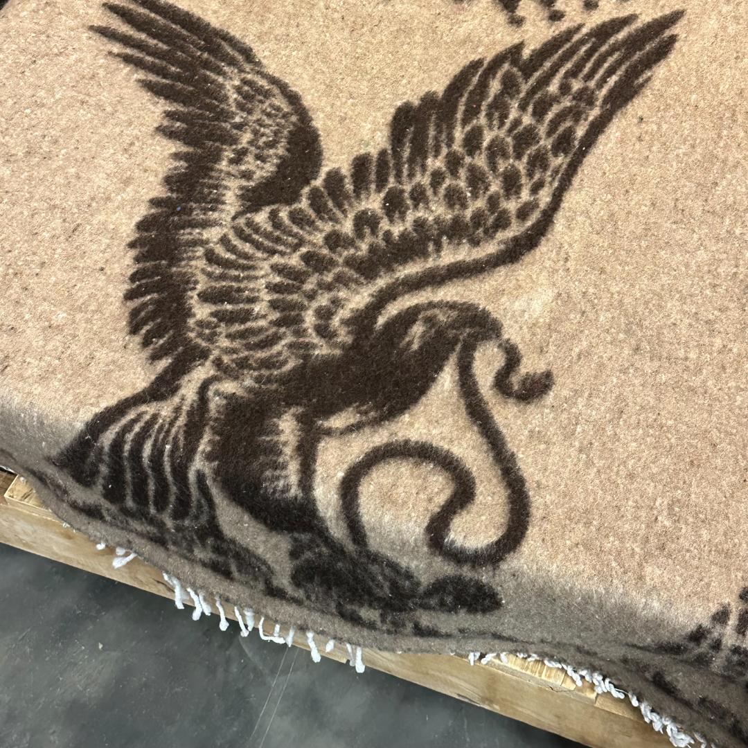 メキシコ製 アステカポンチョ | メキシカンラグ ネイティブ柄 ブラウンベージュ