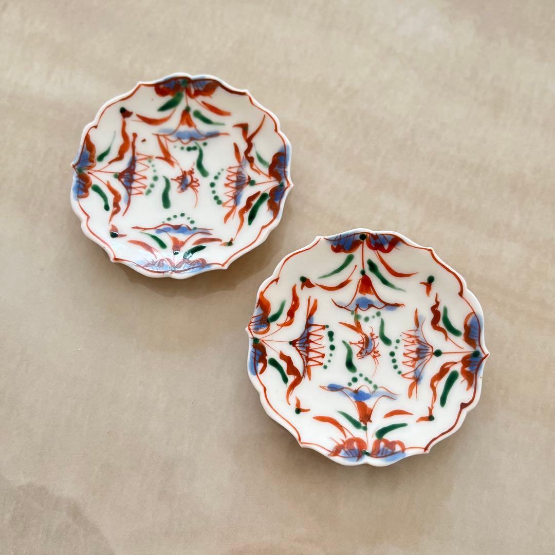 ももも様宮田竜司 呉須赤絵稜花豆皿・前田麻美 ダリア2枚 新品