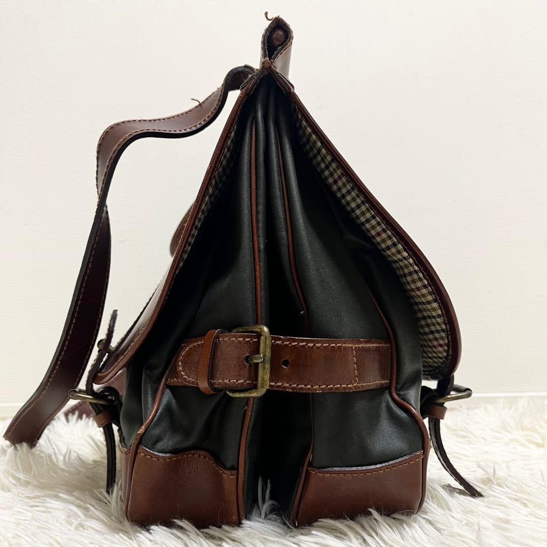 ポロラルフローレン ショルダーバッグ レザー ヴィンテージ 茶色 2層式 棒 鞄