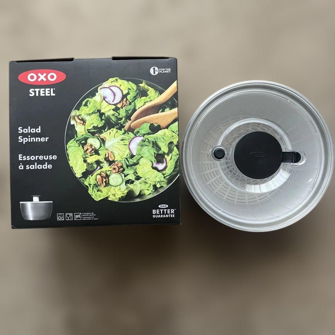 【美品】OXO オクソー サラダスピナー 野菜水切り器 ステンレス 大