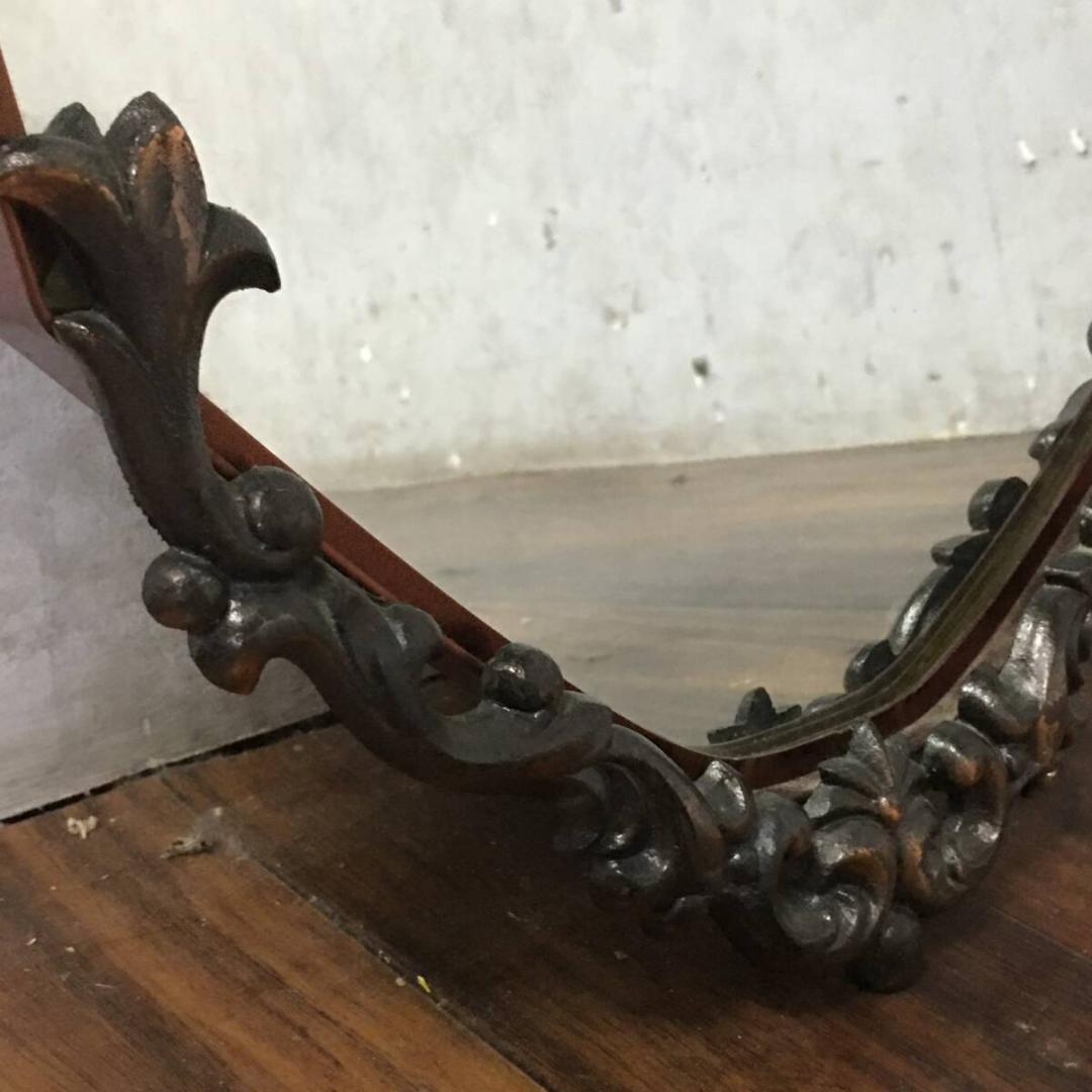 ヴィンテージ アンティーク オーバルミラー 40×85㎝ ブロンズ