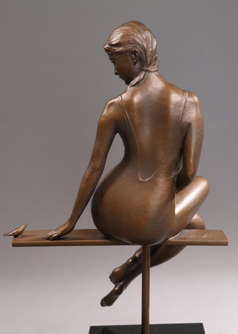 大道寺光弘「透明の時」ブロンズ像 銅像 高36㎝ 女性 洋風 置物 MA43