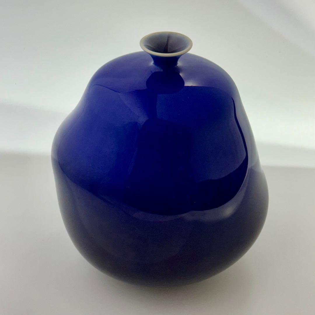 人間国宝 徳田八十吉 深厚耀彩 ひねり壺 金銘 共箱 共布 栞付