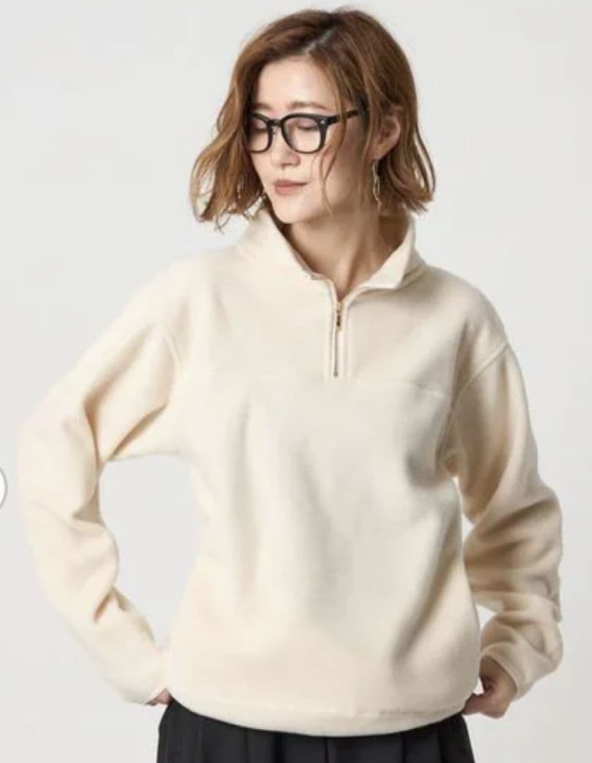 conte フリースジッププルオーバー☆ホワイト今季