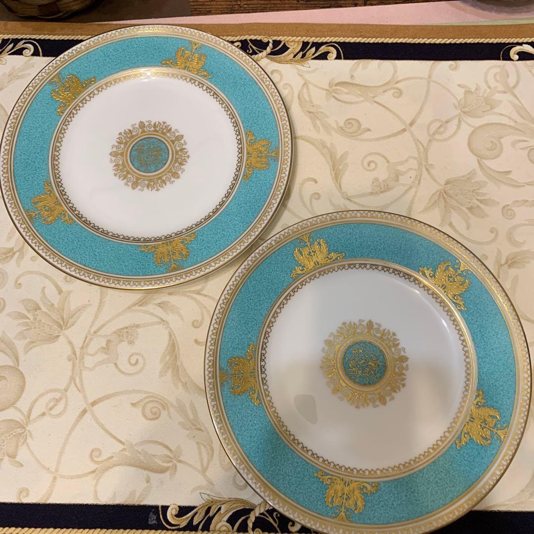 ウェッジウッド コロンビア　パウダー　ターコイズ　17.5cmケーキプレート