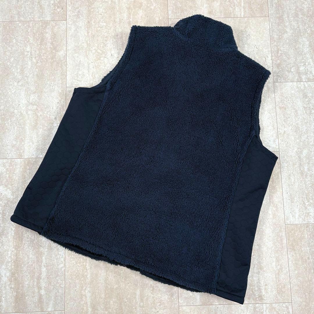 【フィラゴルフ】ボアベスト　5Lサイズ　ネイビー　フルジップ　ロゴワッペン