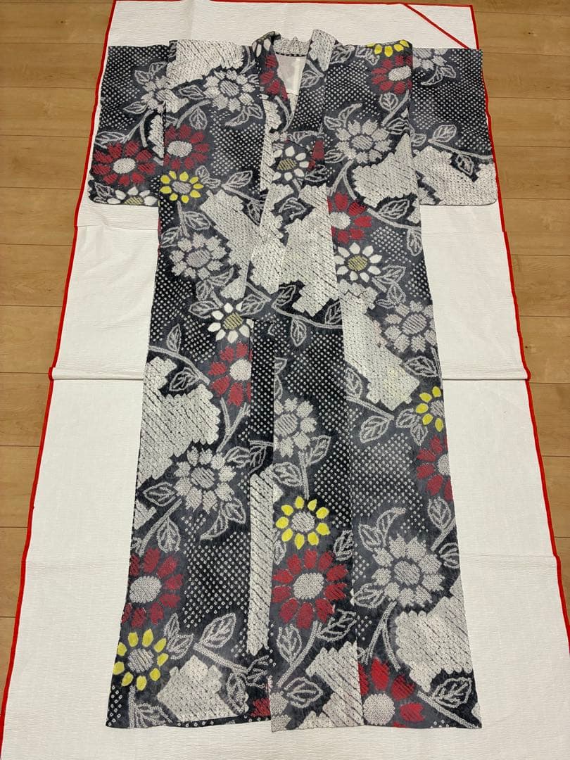 KM　浴衣　有松鳴海絞り　向日葵　裄66cm