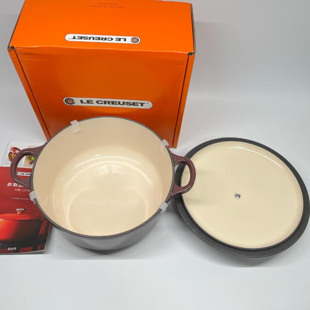 ル・クルーゼ　ココットロンド 20cm フィグ　シルバーノブ　新品