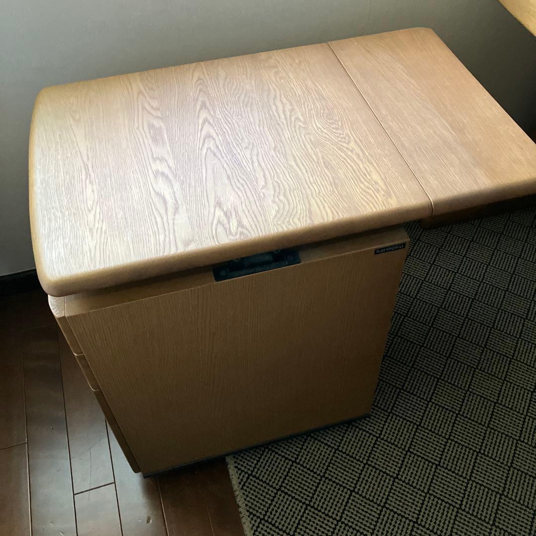 ★なりこ★カリモク学習机　ハート型取っ手の木製ワゴン　脇机　袖机