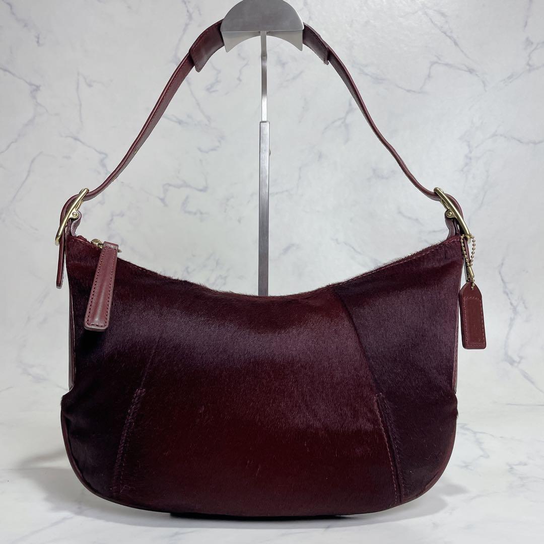 未使用級✨OLD COACH ワンショルダー ハラコ ハーフムーン ボルドー