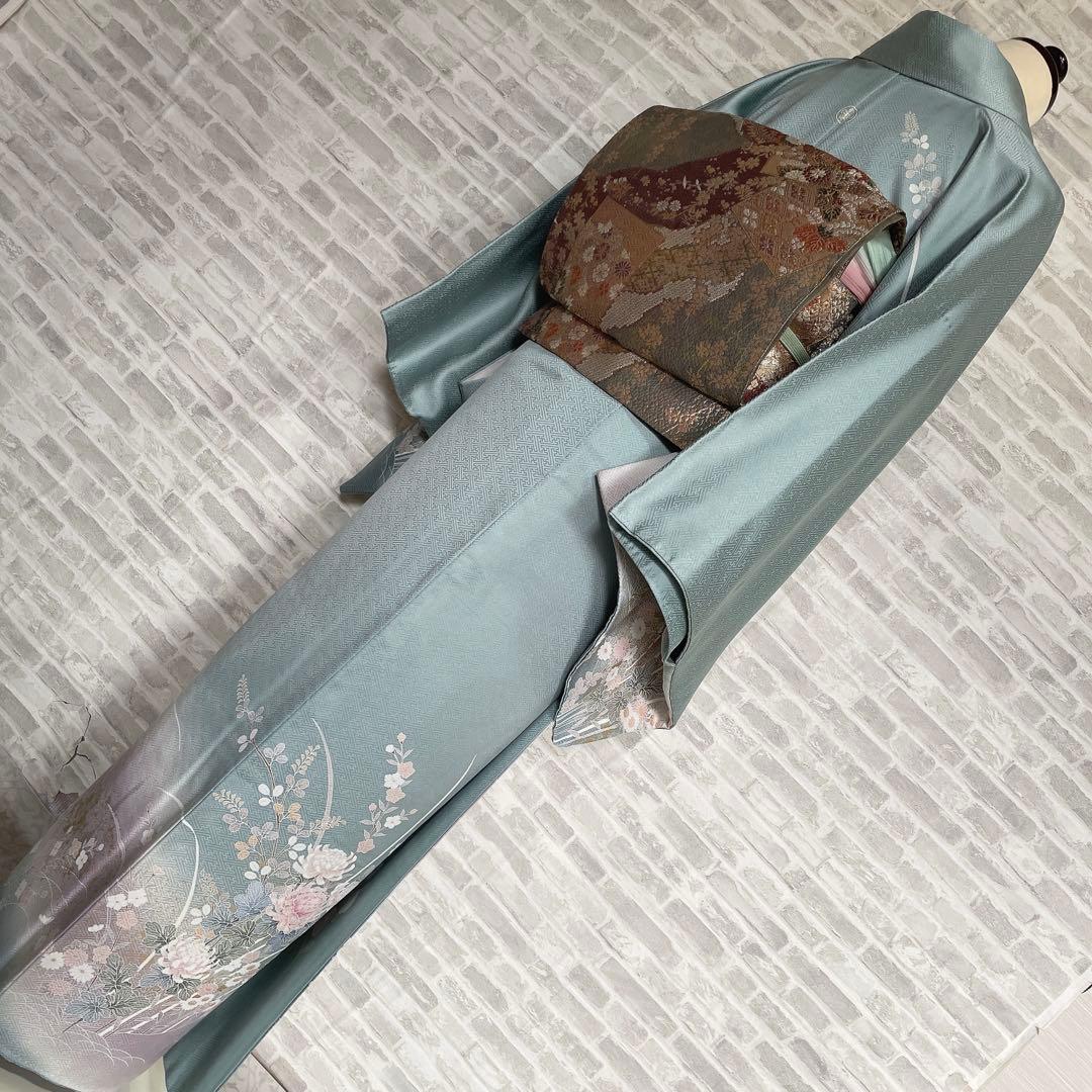 訪問着　フルセット　友禅　紗綾形地紋　金彩加工　鮮やか　入学式　卒業式　L2