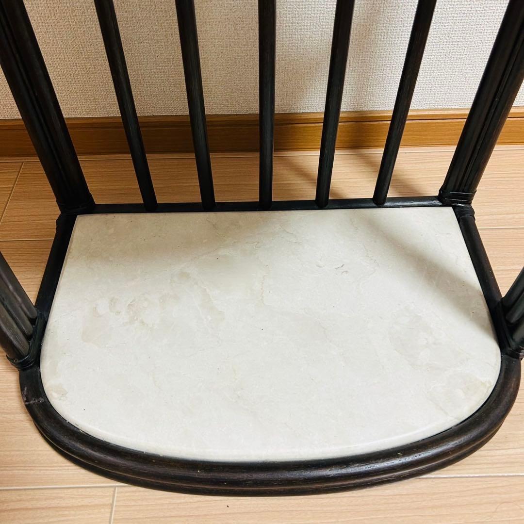 アンティーク調 ラタンフレーム 大理石風 3段ラック レトロ家具