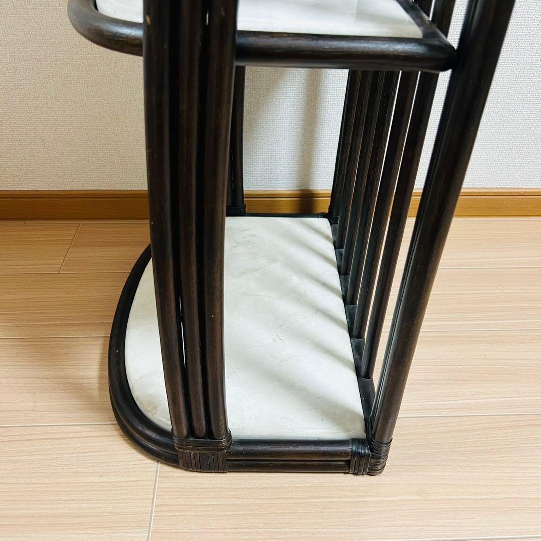 アンティーク調 ラタンフレーム 大理石風 3段ラック レトロ家具