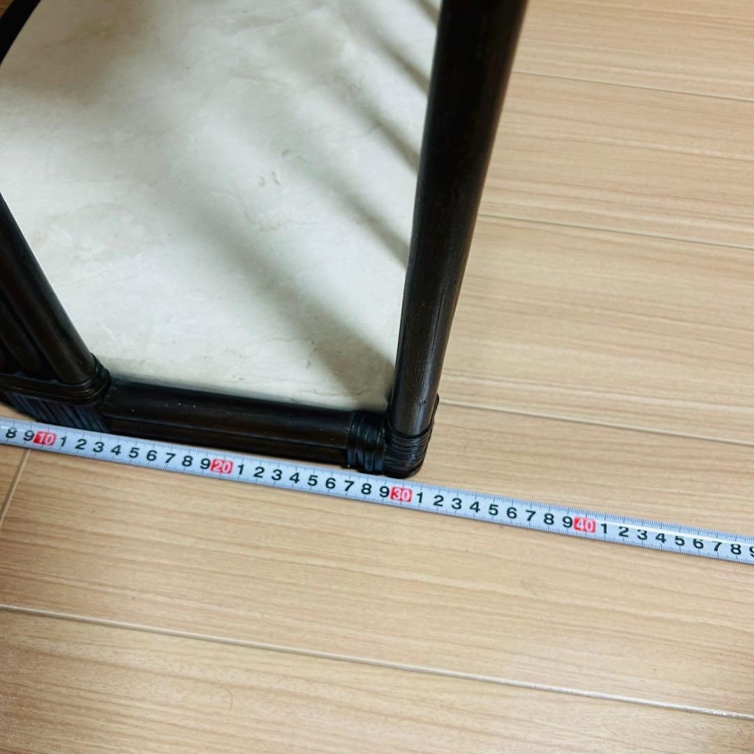 アンティーク調 ラタンフレーム 大理石風 3段ラック レトロ家具