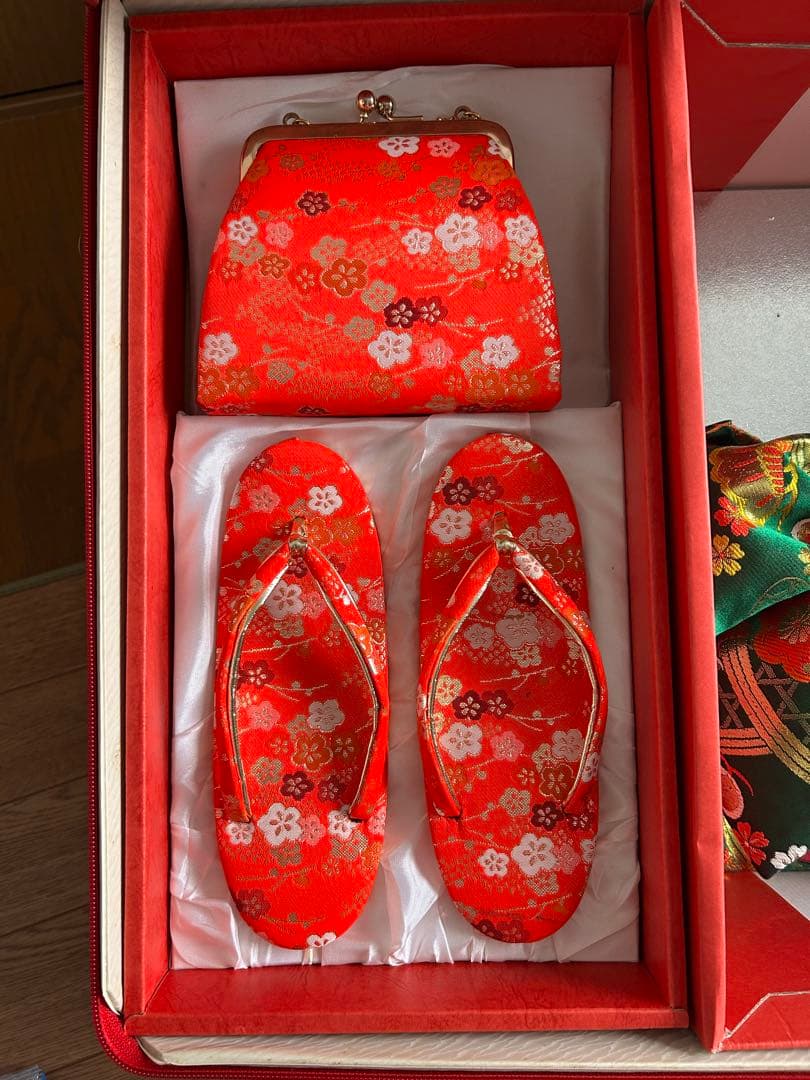 七五三　着物 緑　正絹　7歳　フルセット