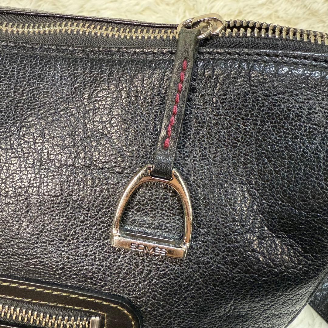 【美品】ソメスサドル ショルダーバッグ メッセンジャーバッグ レザー ブラック