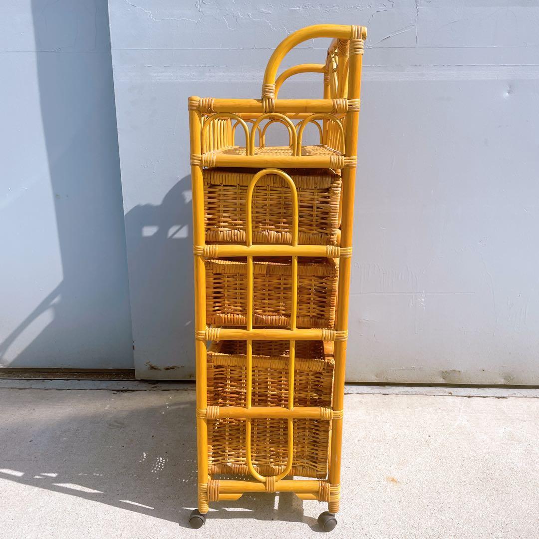 【美品】ラタン 7杯チェスト 籐製 引き出し収納 アンティーク 昭和レトロ