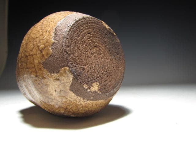 ○古萩茶入「遠山」裏千家六代 六閑斎花押 淡々斎追書 二重箱 替え仕覆k541