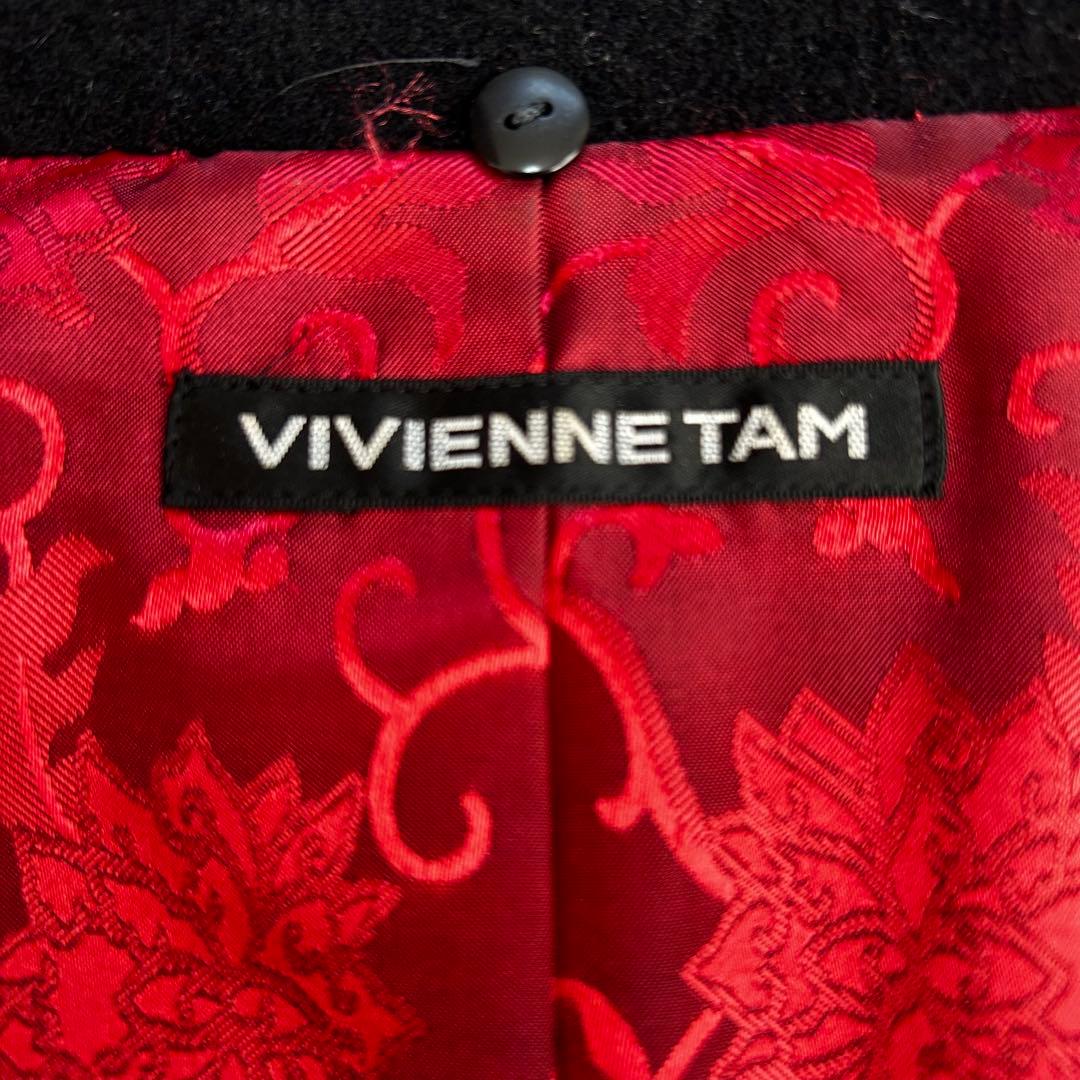 VIVIENNE TAM マオカラー アンゴラコート チャイナボタン ファー付き