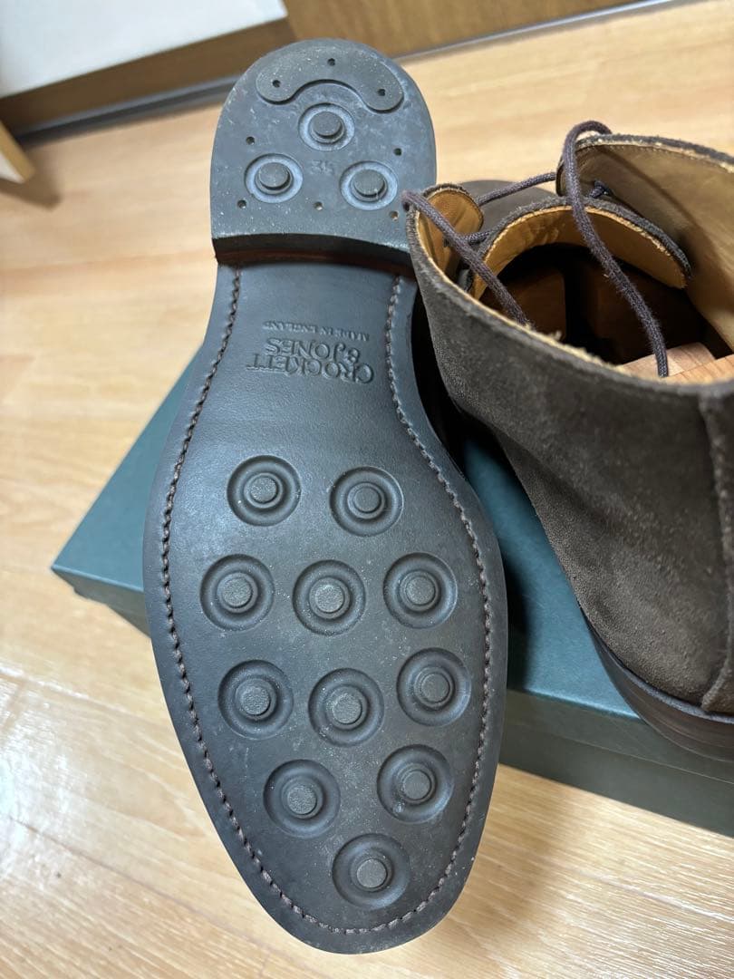 【美品】クロケット&ジョーンズ チャートシー ダークブラウンチャッカブーツ 8E