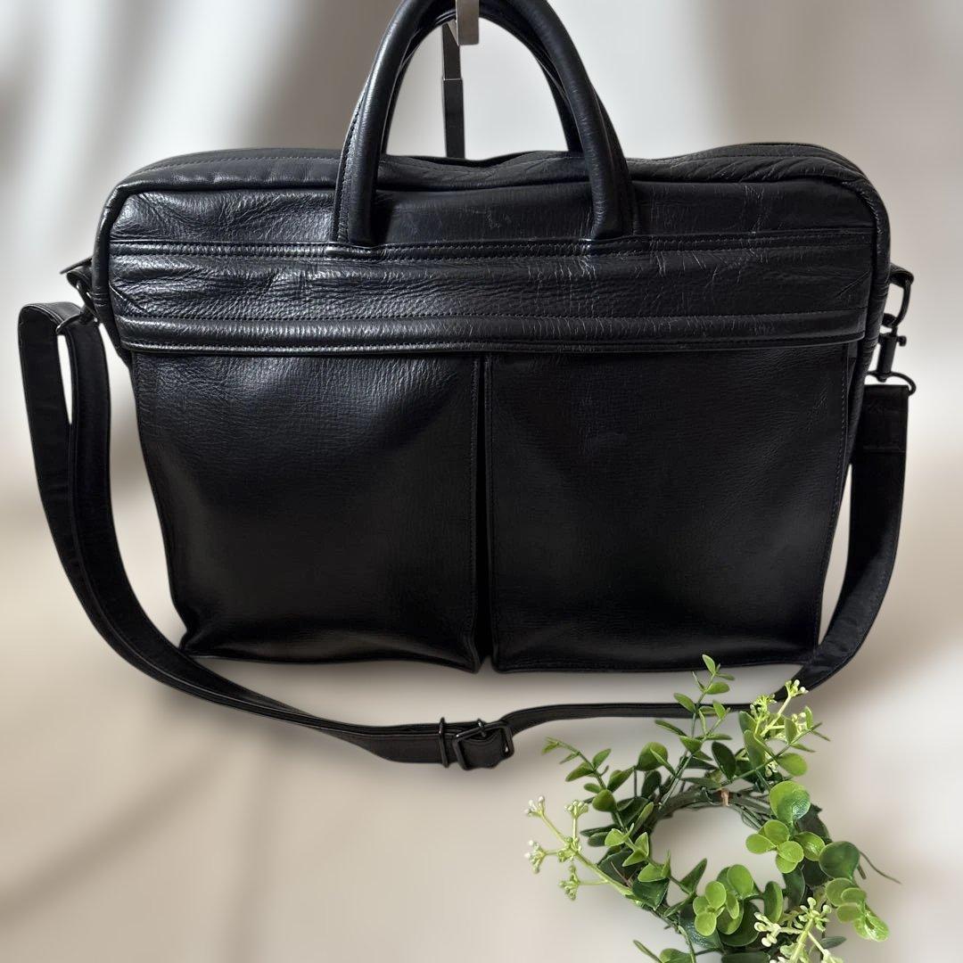 美品✨ポーター　ビジネスバッグ　オールレザー　2way ブラック　シボ革