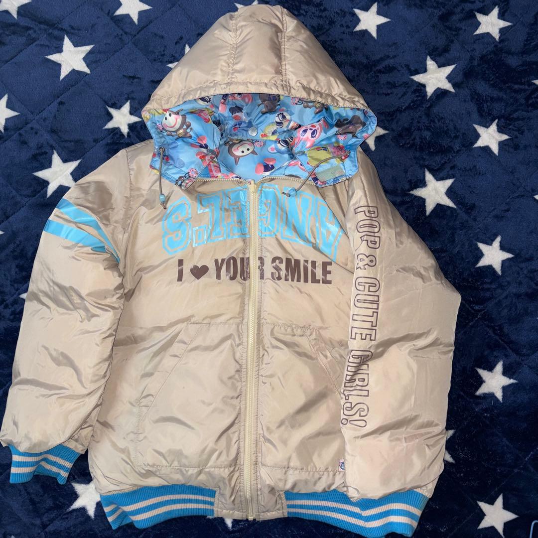 ANGEL BLUE フード付きリバーシブルダウンジャケット　Lサイズ(160)