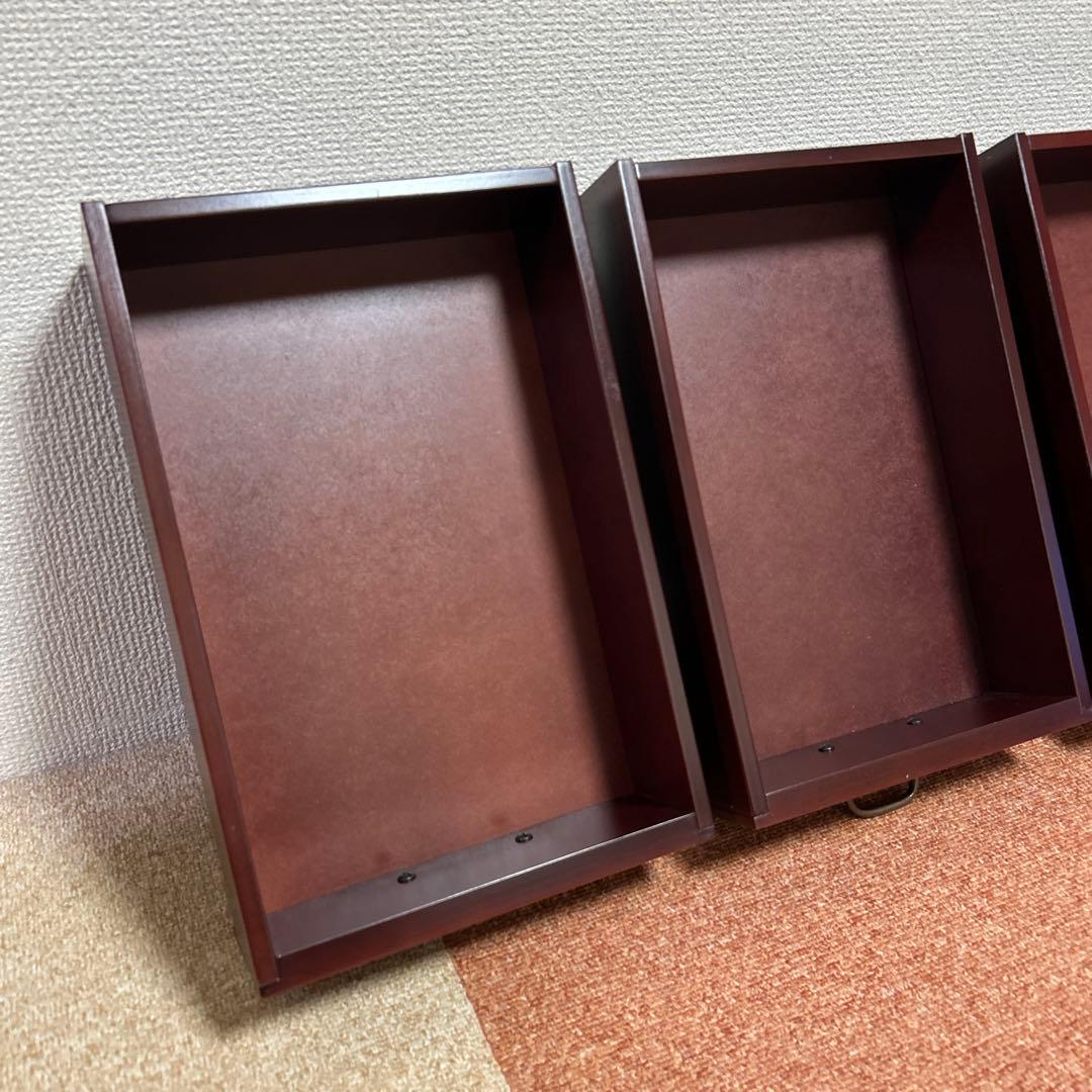 文机 折りたたみ式 三段引き出し アンティーク