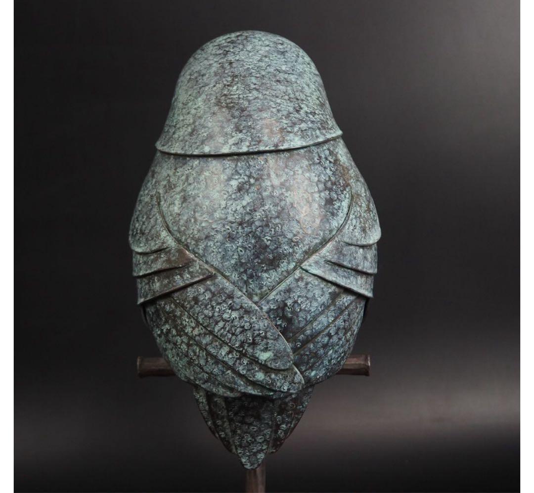 misafafa　送料無料　鍛金作家　嵯峨卓作　フクロウ　高36ｃｍ