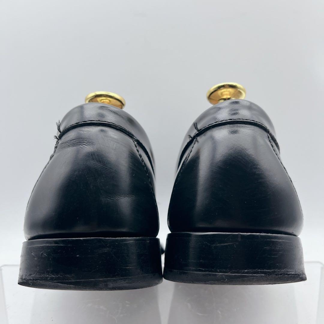 アッパー美品✨ジーエイチバス ローガン ペニーローファー ガラスレザー 黒 9