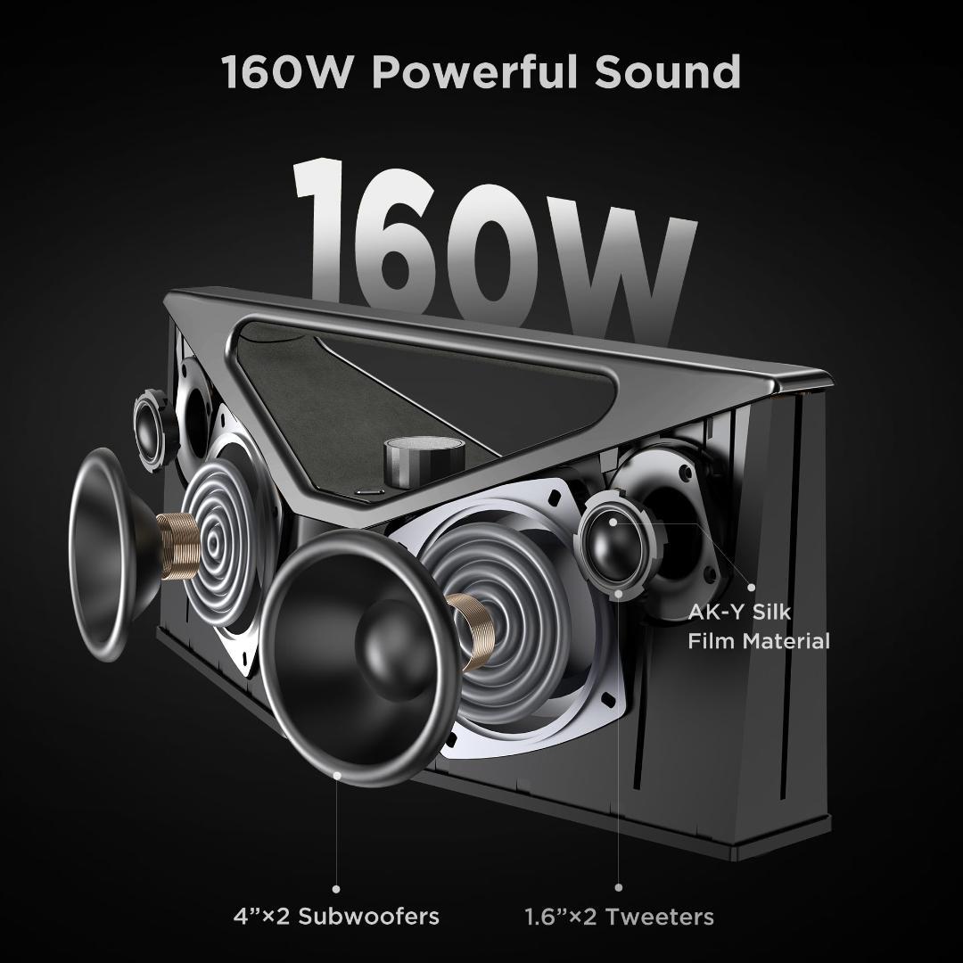 ワイヤレスBluetoothスピーカー 160W Hi-Res Audio 新品