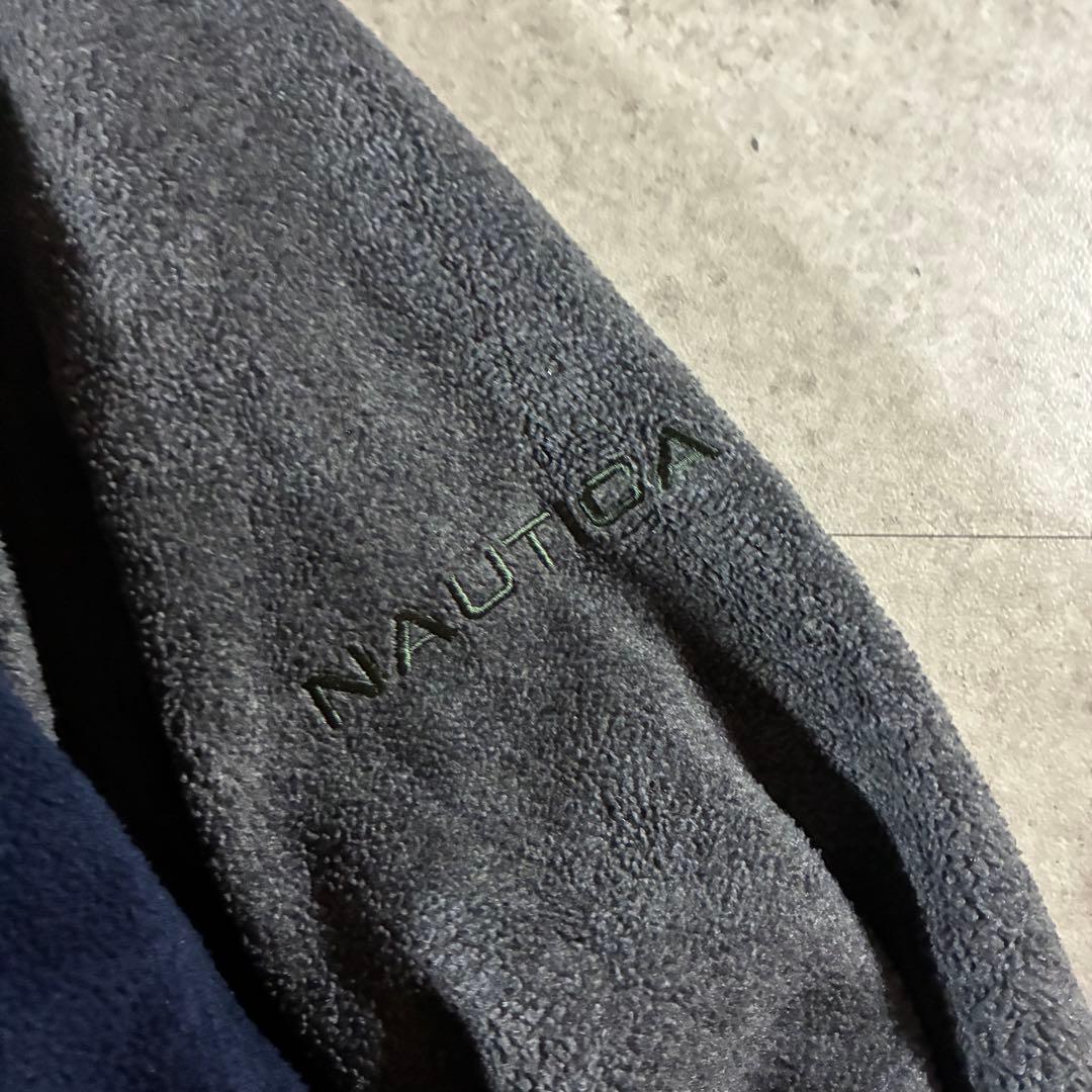 90s nauticaリバーシブルフリースジャケット刺繍ロゴフェードオレンジ短丈