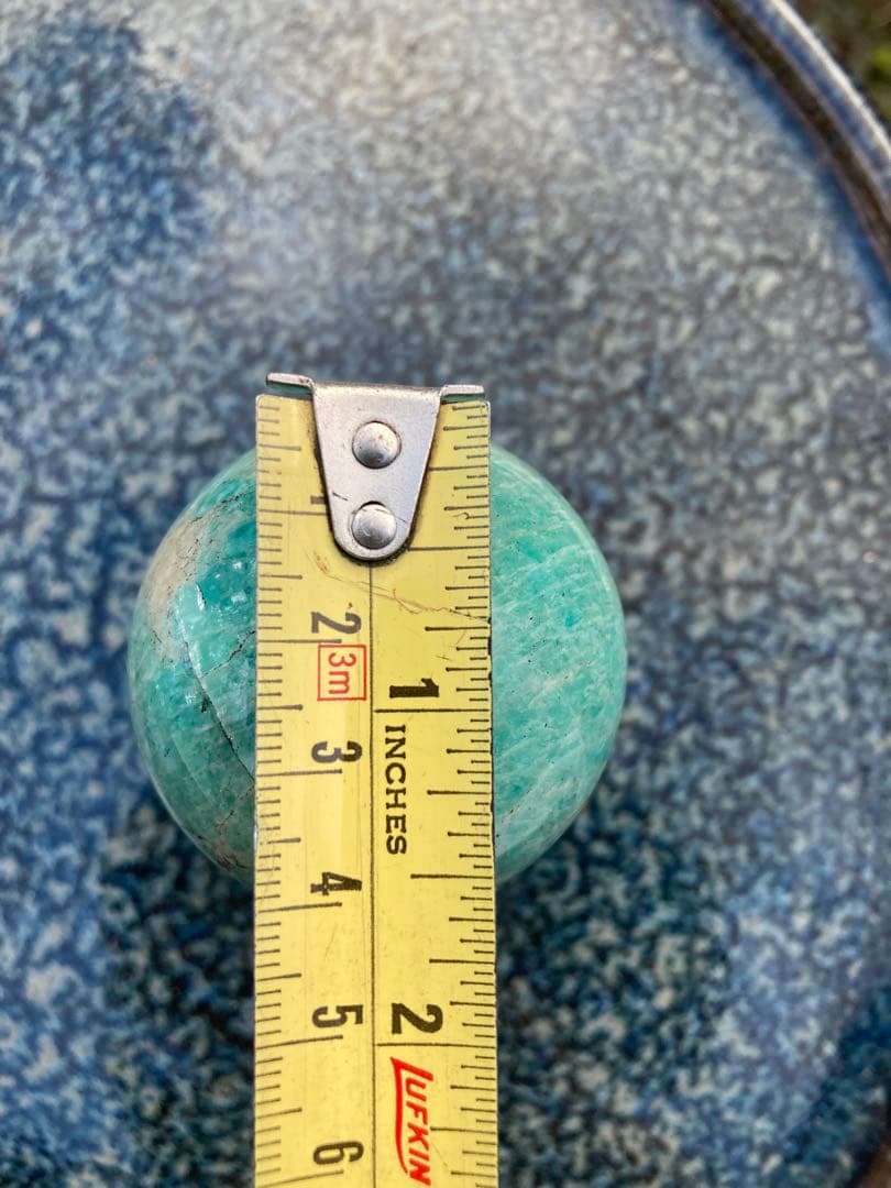 美しい天河石（アマゾナイト）のオブジェ 透き通る青緑の惑星のようなパワーストーン