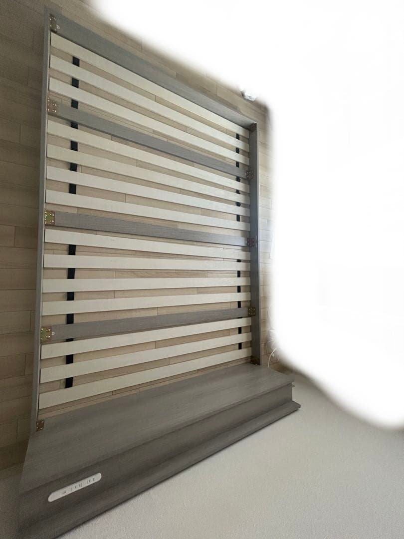 グレー ダブルローベッドフレーム USBポート付き