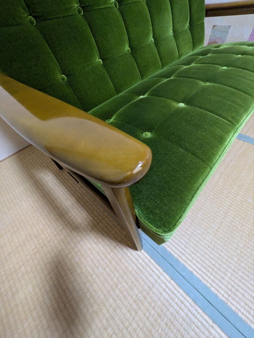 カリモク60　 Kチェア　2シーター　モケットグリーン