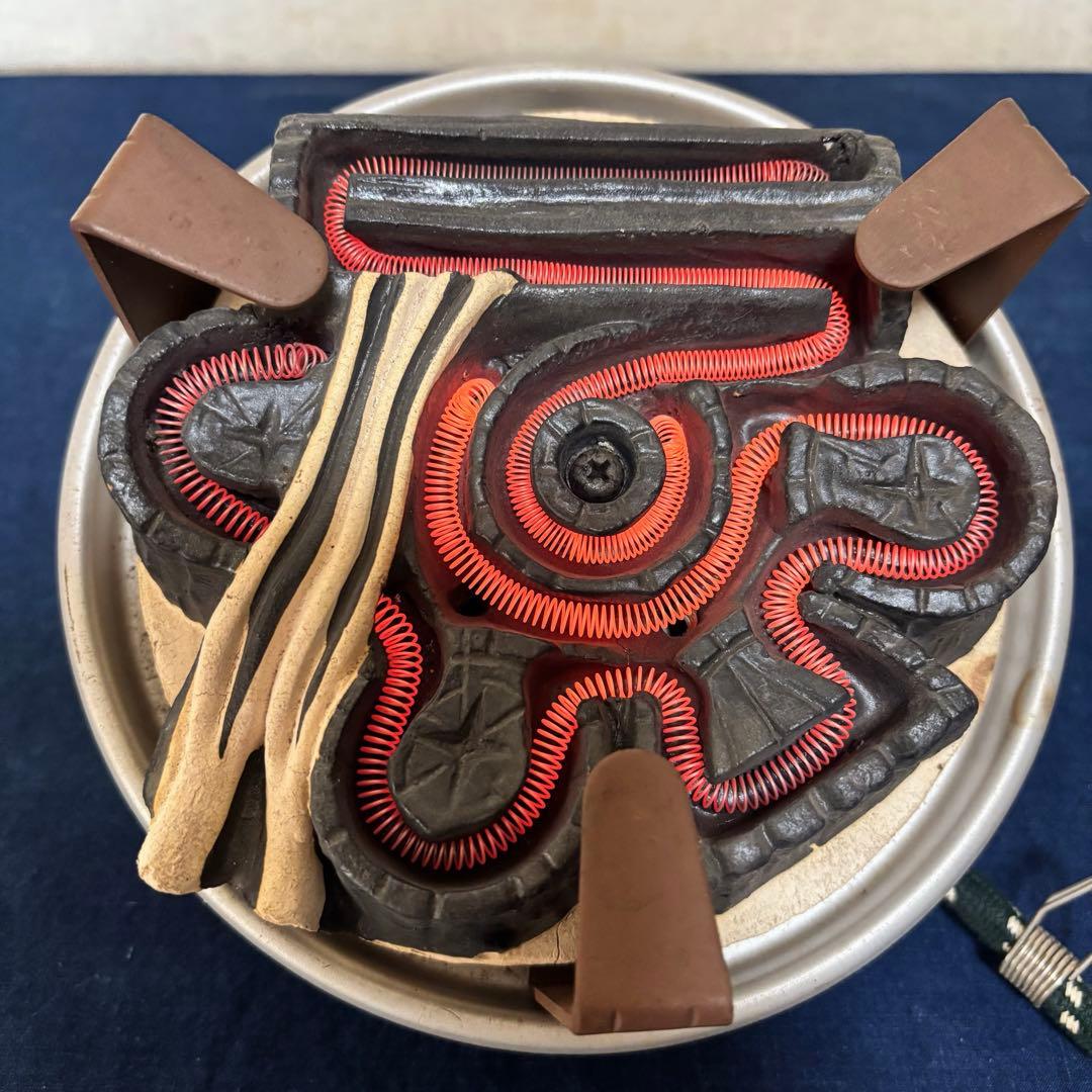 風炉/茶釜/電熱器/唐銅面取風炉/竹地紋筒釜/野々田電熱器/敷板/前瓦/底瓦